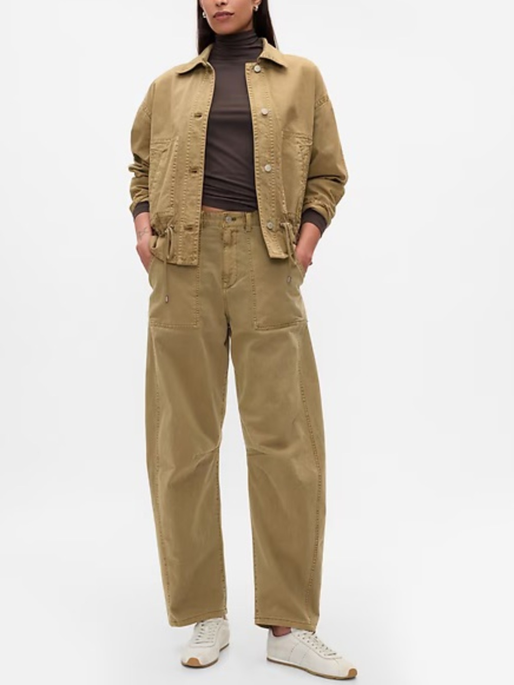 GAP Mid-Rise Barrel Pants Hayes Brown 4P Petite EUC